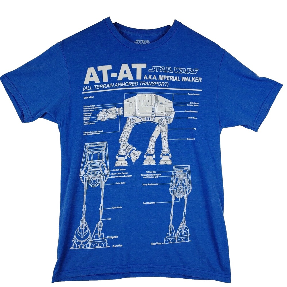 Star Wars AT-AT Imperial Walker T Shirt Mens S Blue Short Sleeve Graphic Print